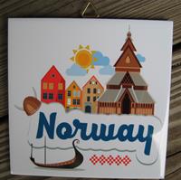 Ceramic tile " Norway"  6" x 6" cork back, hanger