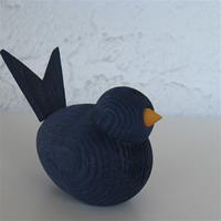 Dark blue wood bird 3" x 2"  Made in Sweden