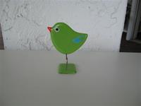 green glass bird - tall - 4.5" x 3.5"  handmade by Ebba Krarup. Denmark