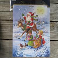 Christmas advent calendar "Santa on reindeer" 15" x 12"
