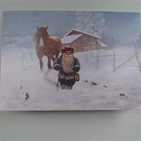 Box of 12 Christmas cards "Tomte &amp; Horse" Jan Bergerlind design Swedish text 7" x 5"
