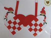 2 red/white hearts w/nissar paper cuts 5" x3" Made in Denmark by Oda Wiedbrecht