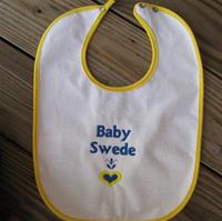 Baby bib "Baby Swede"  embroidered terrycloth  11" x 15"