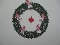 "Christmas Wreath" papercut mobile, 6.5" diameter