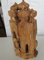 Castle/puzzle by Gunnar Kanevad; world famous Swedish wood sculptor  12" tall  distressed birch