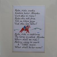 Swedish children's rhyme:"  Rida, Rida, Ranka"  8" x10" matted print