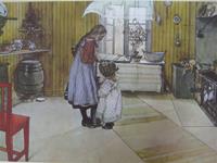 Carl Larsson placemat " In the Kitchen"  18" x 12"  plastic laminated
