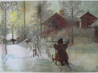 Carl Larsson placemat " Yard in Winter"  18" x 12"  plastic laminated
