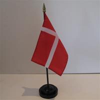 A Danish Table Flag in plastic holder, 10" tall