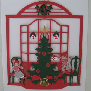 &quot;2 ChildrChristmas tree&quot; papeen &amp; rcut mobile 53/4&quot; x 63/4&quot; Made in Denmark by Oda Wiedbrecht